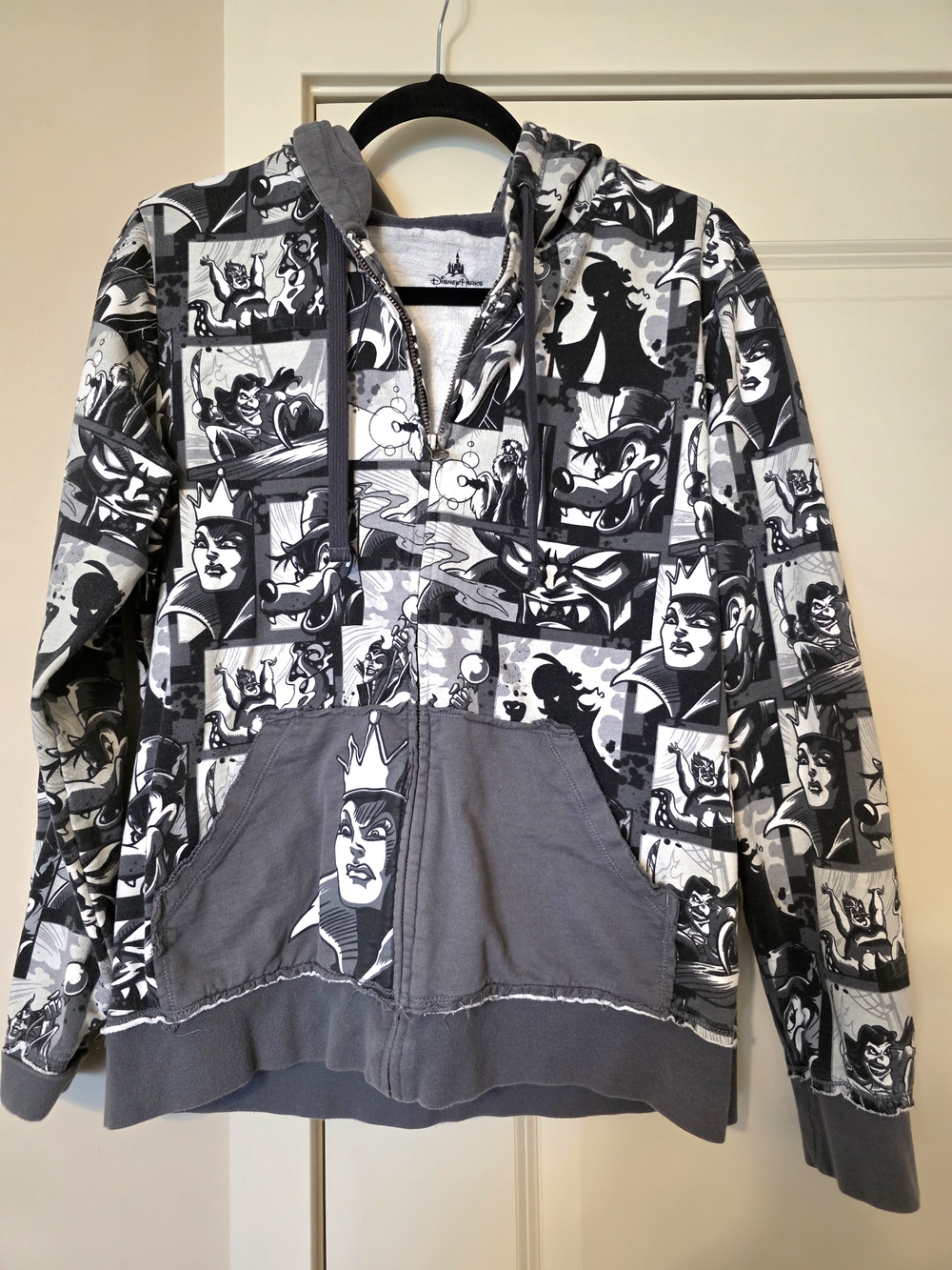 Youth Gray Graphic Zip Hoodie Jacket with Comic Villain Print